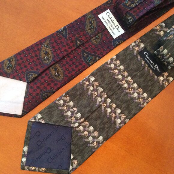 Men's 100% Silk Ties, Lot of 3, Gucci & Dior - Picture 3 of 3